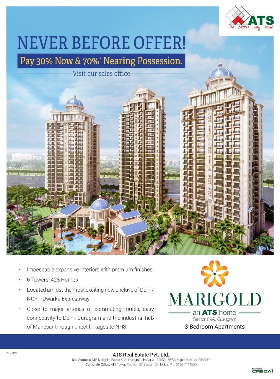 Pay 30% now & 70%* nearing possession at ATS Marigold, Gurgaon Update